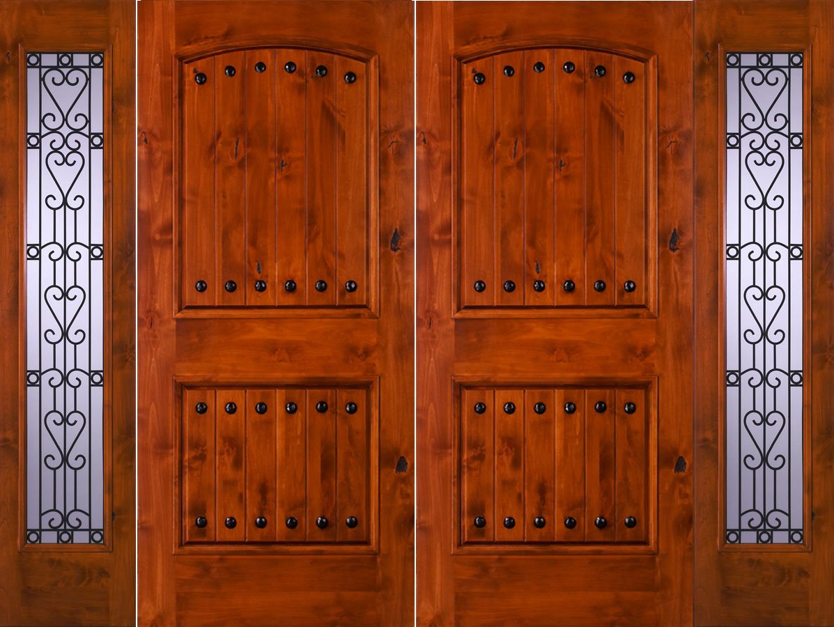 sw62 knotty alder double door with chateau sidelites